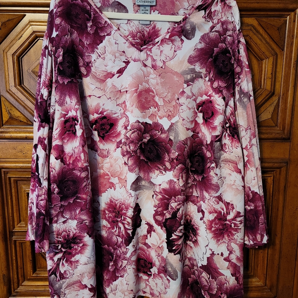 Pink floral blouse